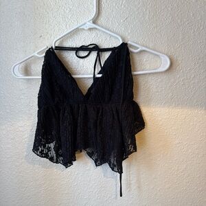 Urban Outfitters Black Lace Halter Peplum Camisole